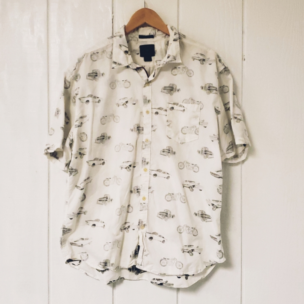 Lucky brand, black label button down, cars